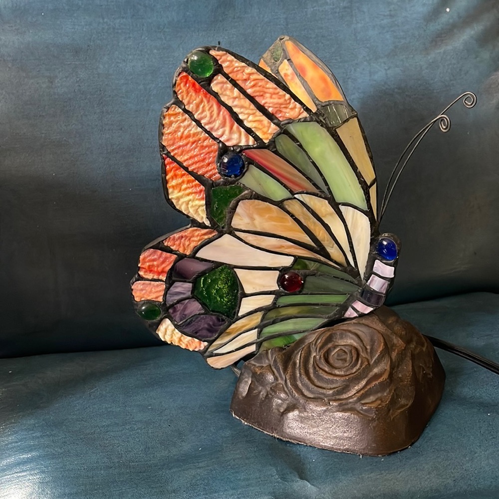 Tiffany Style Stained Glass Butterfly Animal Table Lamp Night Light